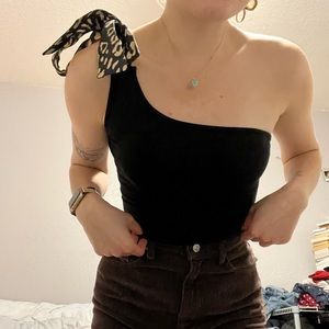 Shein one shoulder silk tie tank